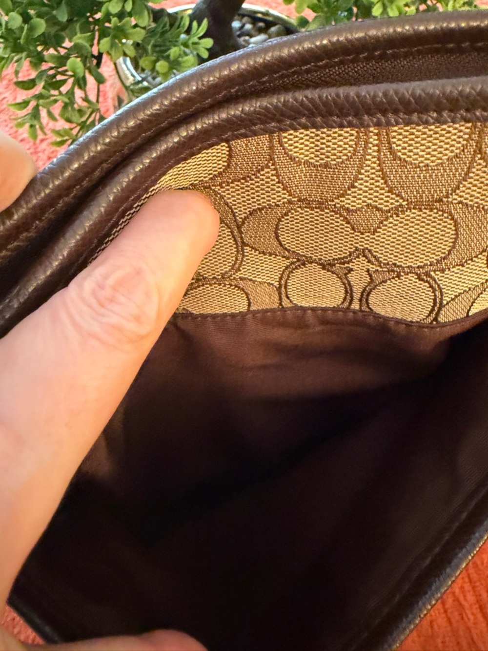 Coach Beige Signature Canvas Crossbody with Brown Trim - Picture 4 of 16